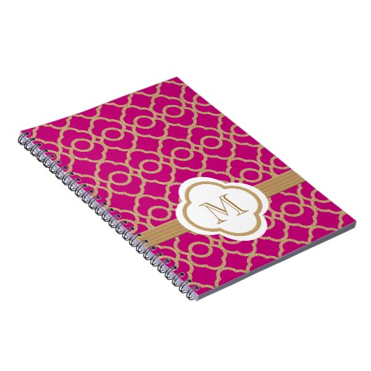 Monogrammed Fuchsia and Gold Moroccan Notitieboek (Rechterzijde)