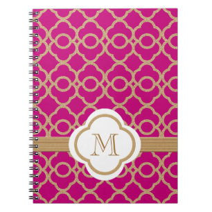 Monogrammed Fuchsia and Gold Moroccan Notitieboek