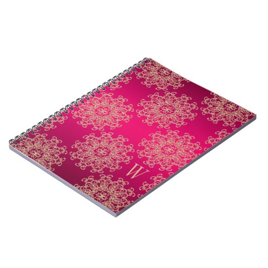 Monogrammed Fuchsia and Gold Notebook Journal Notitieboek (Linkerzijde)