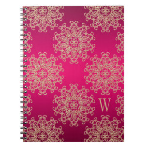 Monogrammed Fuchsia and Gold Notebook Journal Notitieboek