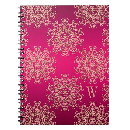 Monogrammed Fuchsia and Gold Notebook Journal Notitieboek (Voorkant)