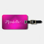 Monogrammed Fuchsia Pink Travel Bright Bagagelabel (Voorkant horizontaal)