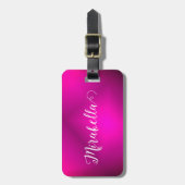 Monogrammed Fuchsia Pink Travel Bright Bagagelabel (Voorkant verticaal)