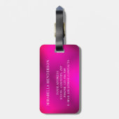 Monogrammed Fuchsia Pink Travel Bright Bagagelabel (Achterkant verticaal)