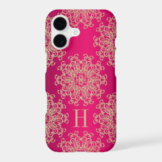 Monogrammed Fucshia en Gold Exotic Medallion