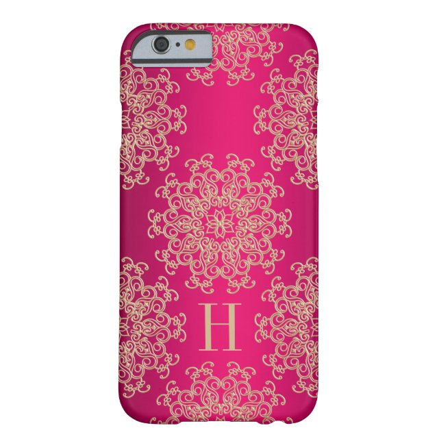 Monogrammed Fucshia en Gold Exotic Medallion Case-Mate iPhone Case (Achterkant)