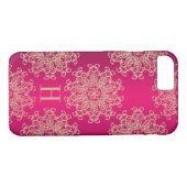 Monogrammed Fucshia en Gold Exotic Medallion Case-Mate iPhone Case (Achterkant (Horizontaal))