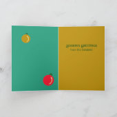 Monogrammed Fun Ornamenten Rood Groen Goud Kerst Kaart (Binnen)