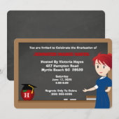 Monogrammed Fun Teacher Afstuderen Invitation Kaart (Voorkant / Achterkant)