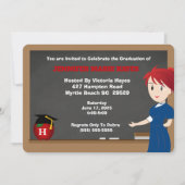 Monogrammed Fun Teacher Afstuderen Invitation Kaart (Voorkant)