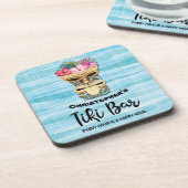 Monogrammed Funny Beach Tiki Bar Party Bier Onderzetter (Linkerzijde)