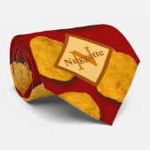 Monogrammed Funny Chicken Nugget Pattern Stropdas (Opgerold)