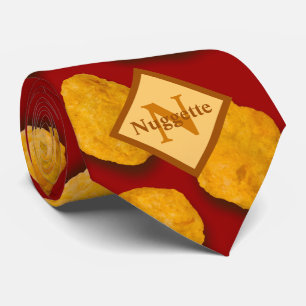 Monogrammed Funny Chicken Nugget Pattern Stropdas