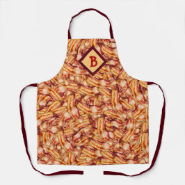 Monogrammed Funny Tasty Bacon Pattern Schort