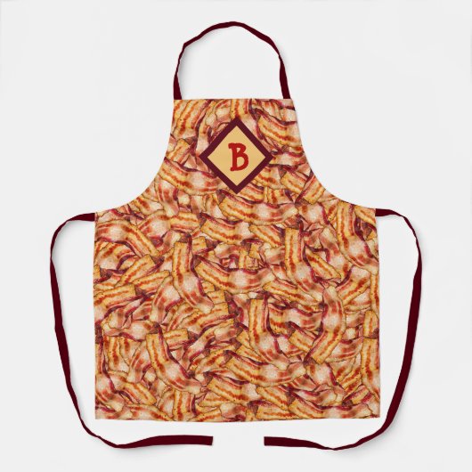 Monogrammed Funny Tasty Bacon Pattern Schort (Voorkant)