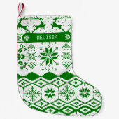 Monogrammed gebreide kerst rendieren kleine kerstsok (Voorkant)