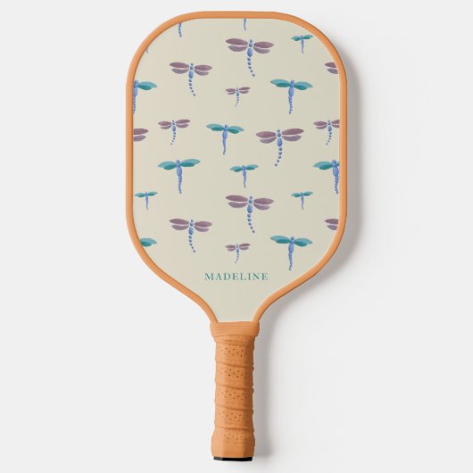 Monogrammed Gedekte Patroon van Dragonflies voeg N Pickleball Paddle (Achterkant)