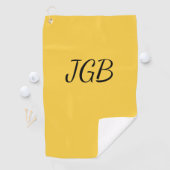 Monogrammed Geel Goud of kies Kleurenachtergrond Golfhanddoek (Insitu)