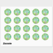 Monogrammed Geel, Groen en Roze Ronde Sticker (Vel)