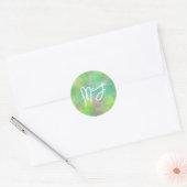 Monogrammed Geel, Groen en Roze Ronde Sticker (Envelop)