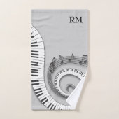 Monogrammed gekromde pianosleutels en muzieknoten  bad handdoek (Handdoek)
