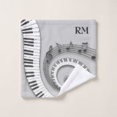 Monogrammed gekromde pianosleutels en muzieknoten  bad handdoek (Wasdoekje)