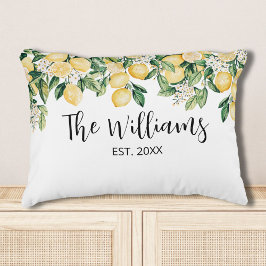 Monogrammed gele citroenboom accent kussen