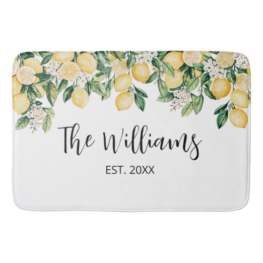 Monogrammed gele citroenboom badmat (Voorkant)