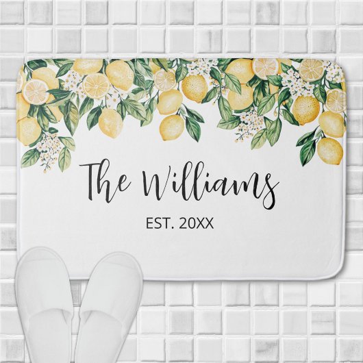 Monogrammed gele citroenboom badmat