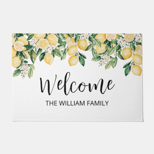 Monogrammed gele citroenboom deurmat (Voorkant)