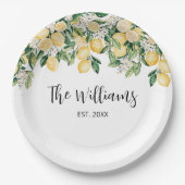 Monogrammed gele citroenboom papieren bordje (Voorkant)