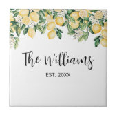 Monogrammed gele citroenboom tegeltje (Voorkant)