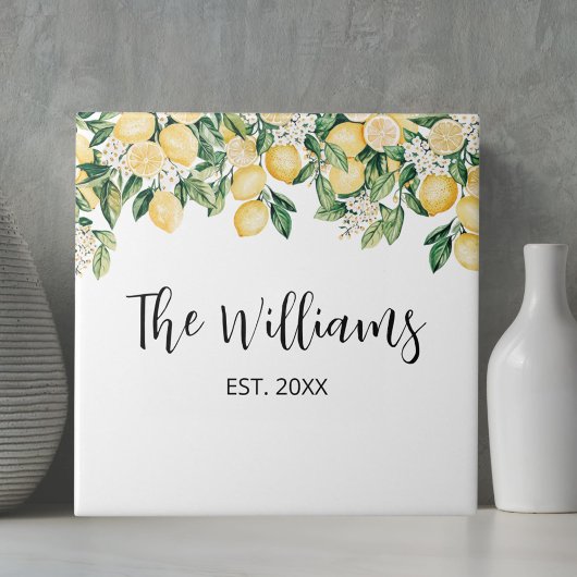 Monogrammed gele citroenboom tegeltje