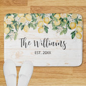 Monogrammed gele citroenboom wit hout badmat