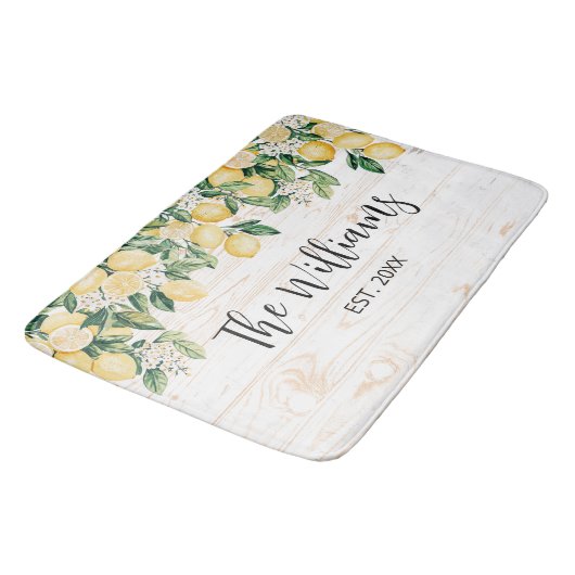 Monogrammed gele citroenboom wit hout badmat (Gekanteld)