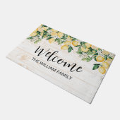 Monogrammed gele citroenboom wit hout deurmat (Schuin)