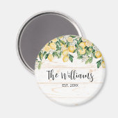 Monogrammed gele citroenboom wit hout magneet (Voorkant / Achterkant)