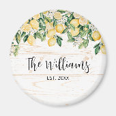 Monogrammed gele citroenboom wit hout magneet (Voorkant)