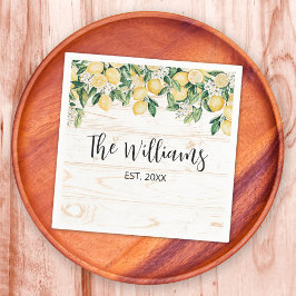 Monogrammed gele citroenboom wit hout servet