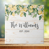 Monogrammed gele citroenboom wit hout tegeltje