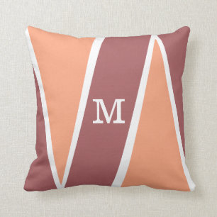 Monogrammed Geometric Pattern Oranje Marsala Kussen