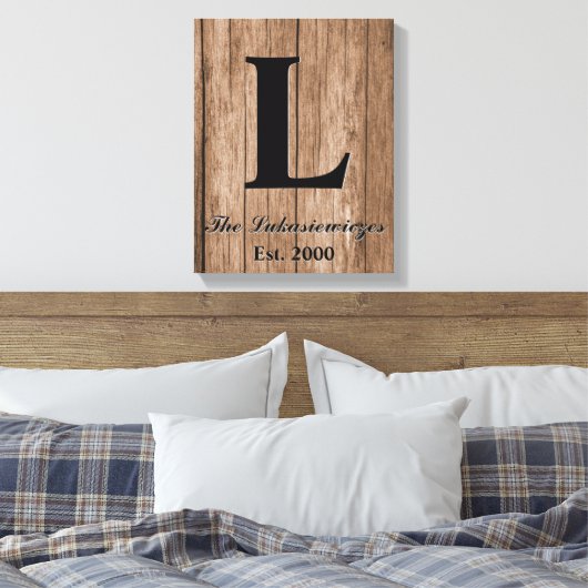 Monogrammed Gepersonaliseerde Bruiloft Jubileum Ja Canvas Afdruk (Insitu (Slaapkamer))