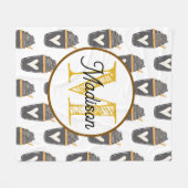Monogrammed gepersonaliseerde fleece deken koffie (Voorkant (Horizontaal))