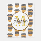 Monogrammed gepersonaliseerde fleece deken koffie (Voorkant)