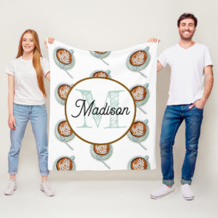 Monogrammed gepersonaliseerde fleece deken koffie