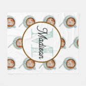 Monogrammed gepersonaliseerde fleece deken koffie (Voorkant (Horizontaal))