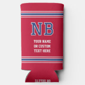 Monogrammed Gepersonaliseerde Tekst Crimson Navy W Seltzer Blikjeskoeler (Achterkant)