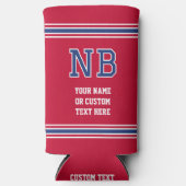 Monogrammed Gepersonaliseerde Tekst Crimson Navy W Seltzer Blikjeskoeler (Voorkant)