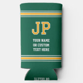 Monogrammed Gepersonaliseerde tekst Groen Goud Seltzer Blikjeskoeler (Achterkant)