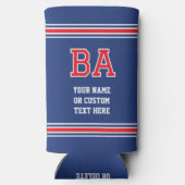 Monogrammed gepersonaliseerde tekst Navy Red Seltzer Blikjeskoeler (Achterkant)